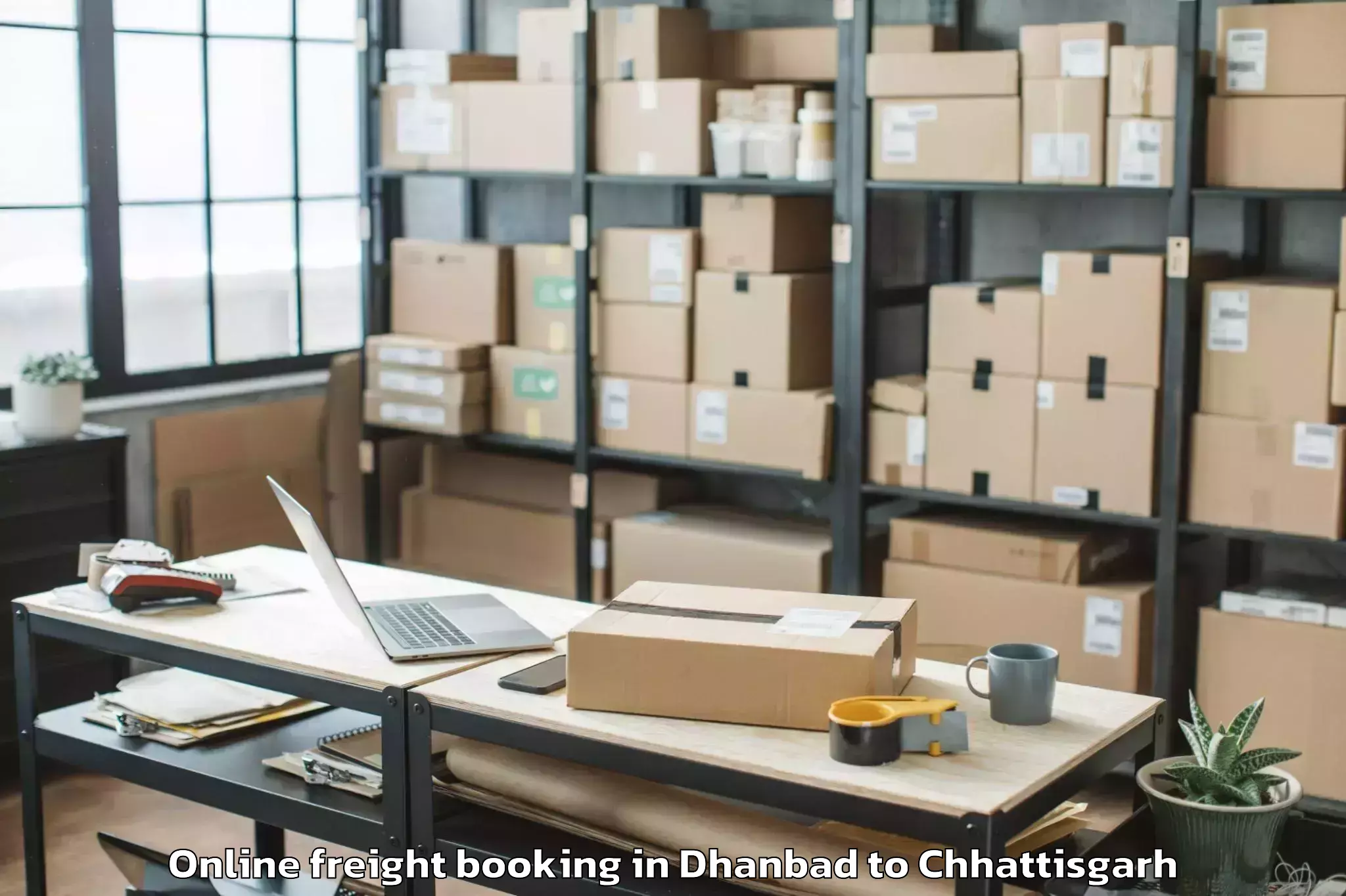 Book Dhanbad to Bishrampur Online Freight Booking Online